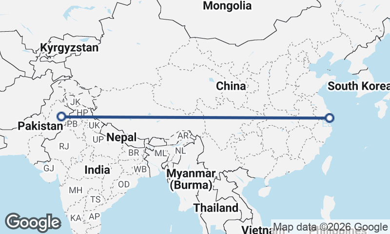 Shanghai to Faisalabad