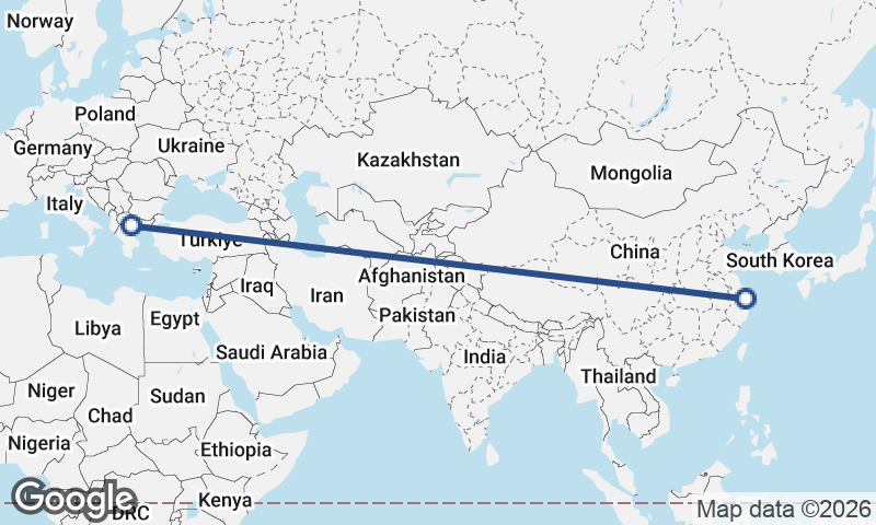 Shanghai to Thessaloníki