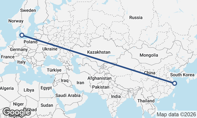 Shanghai to Copenhagen