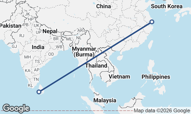 Shanghai to Colombo