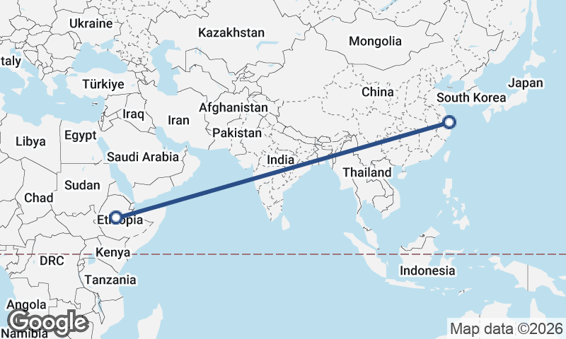 Shanghai to Addis Ababa