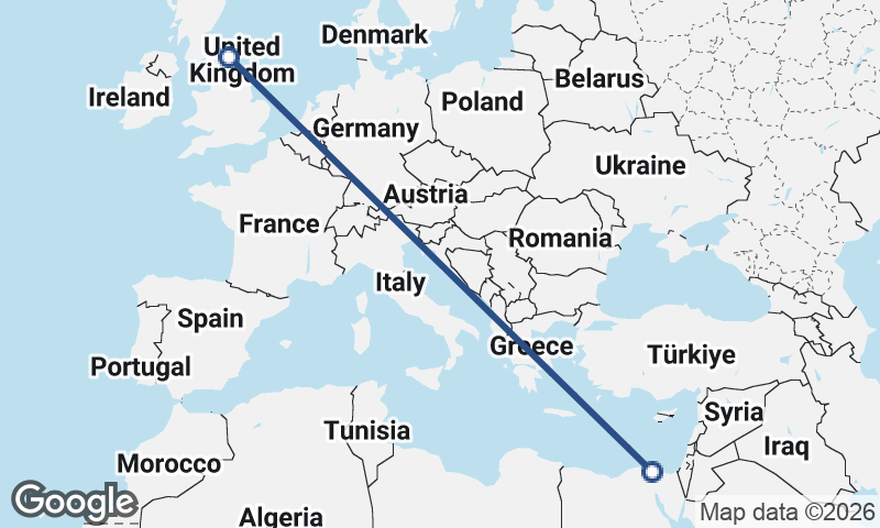 Port Said to Newcastle upon Tyne