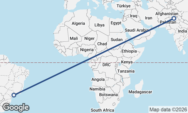 Faisalabad to São Paulo