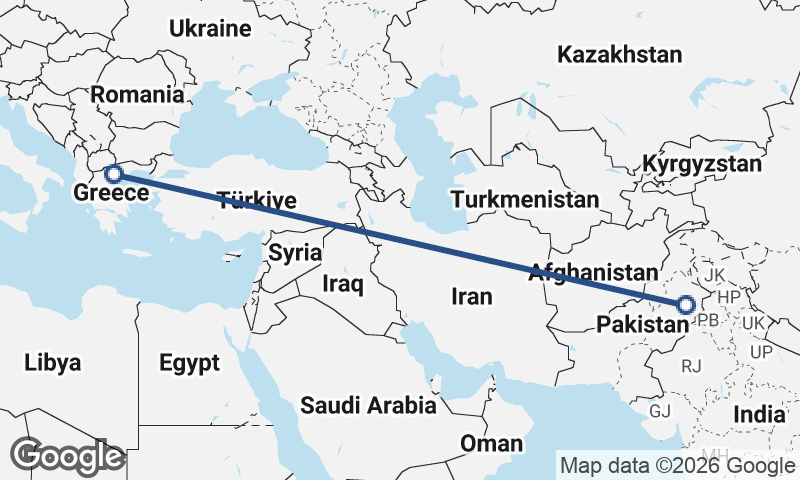 Faisalabad to Thessaloníki