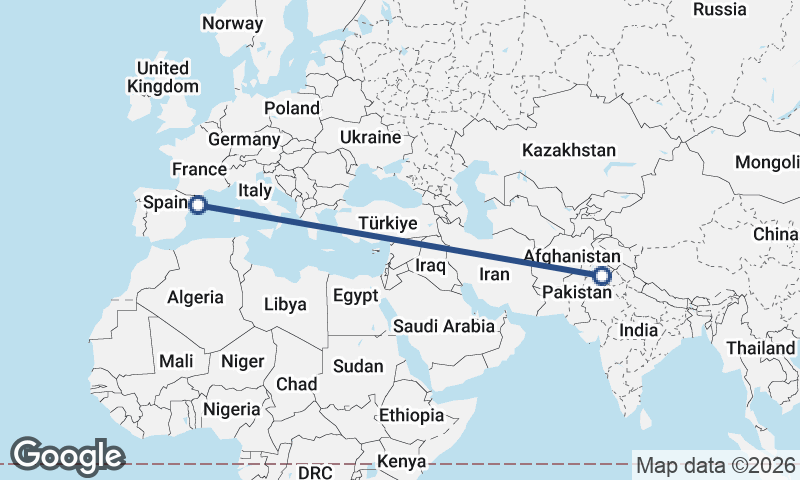 Faisalabad to Barcelona