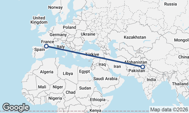 Faisalabad to Toulouse
