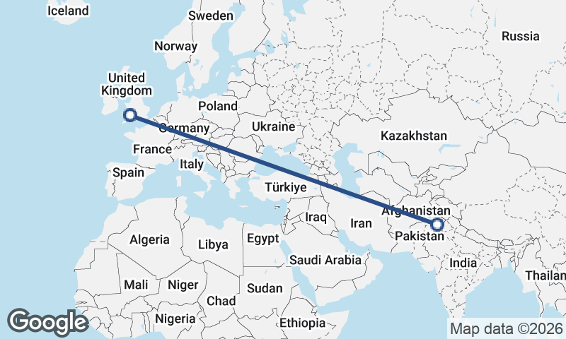 Faisalabad to Cardiff