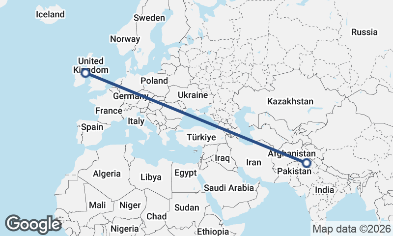 Faisalabad to Belfast
