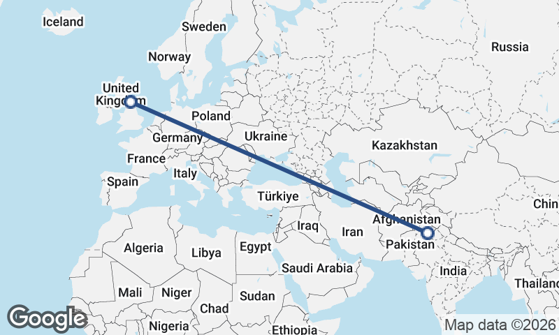 Faisalabad to Newcastle upon Tyne