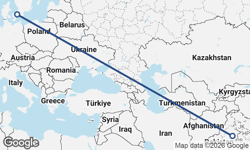 Faisalabad to Copenhagen