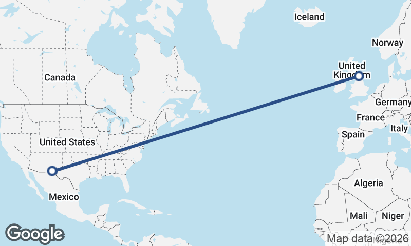 Juárez to Newcastle upon Tyne
