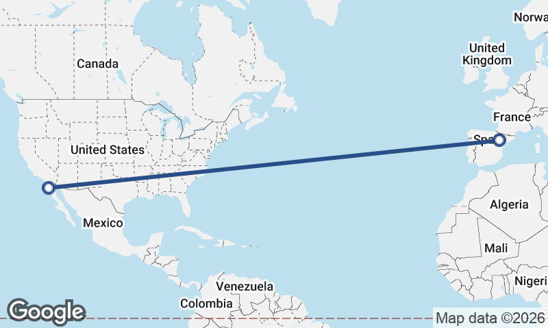 Ensenada to Zaragoza