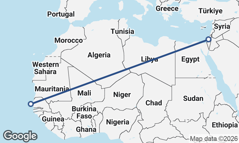 Tel Aviv-Yafo to Dakar