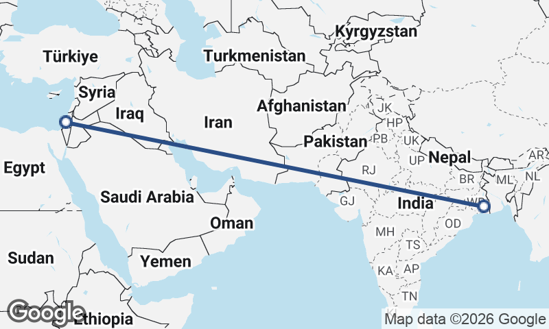 Tel Aviv-Yafo to Kolkata