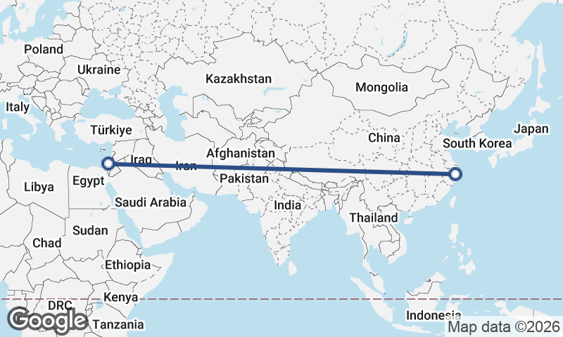 Tel Aviv-Yafo to Ningbo