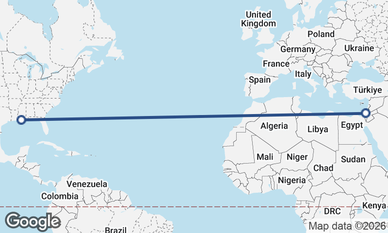 Tel Aviv-Yafo to New Orleans