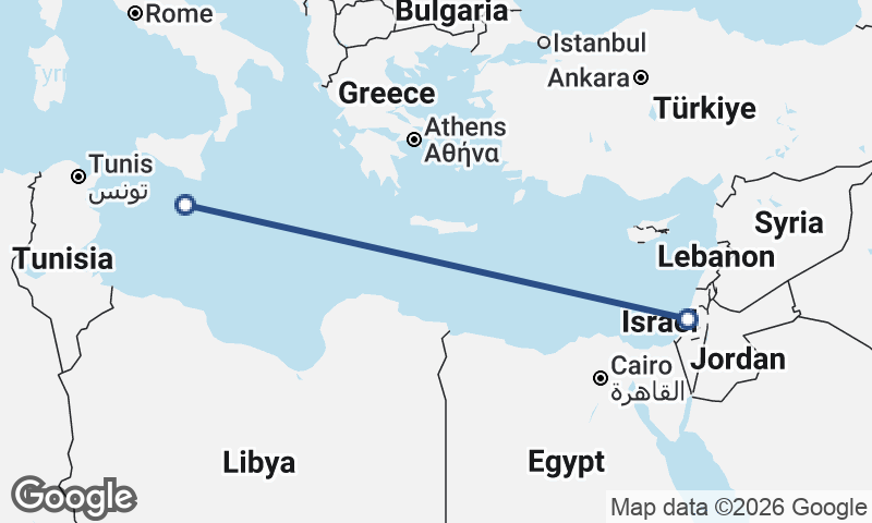 Tel Aviv-Yafo to Valletta