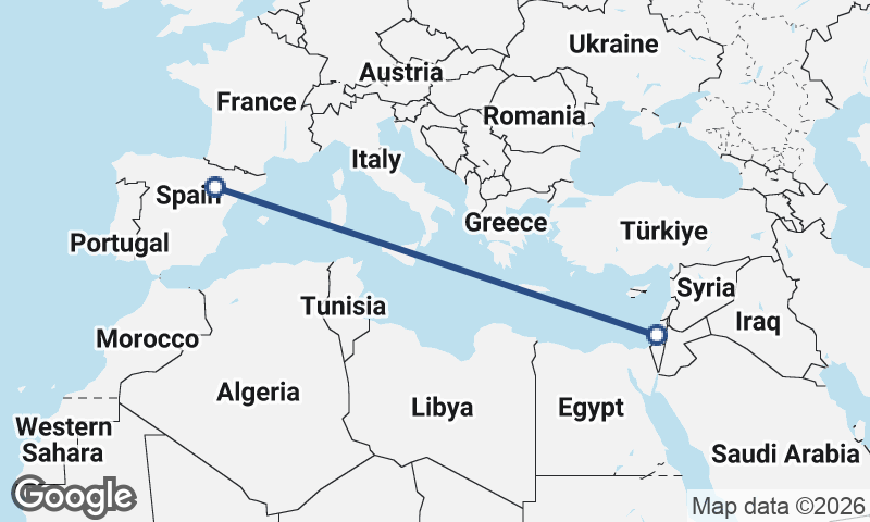 Tel Aviv-Yafo to Zaragoza