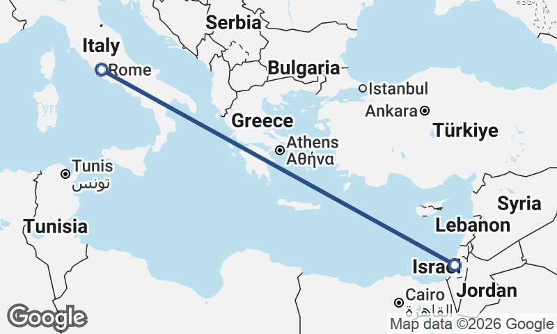 Tel Aviv-Yafo to Rome