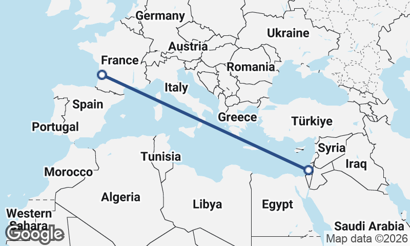 Tel Aviv-Yafo to Bordeaux