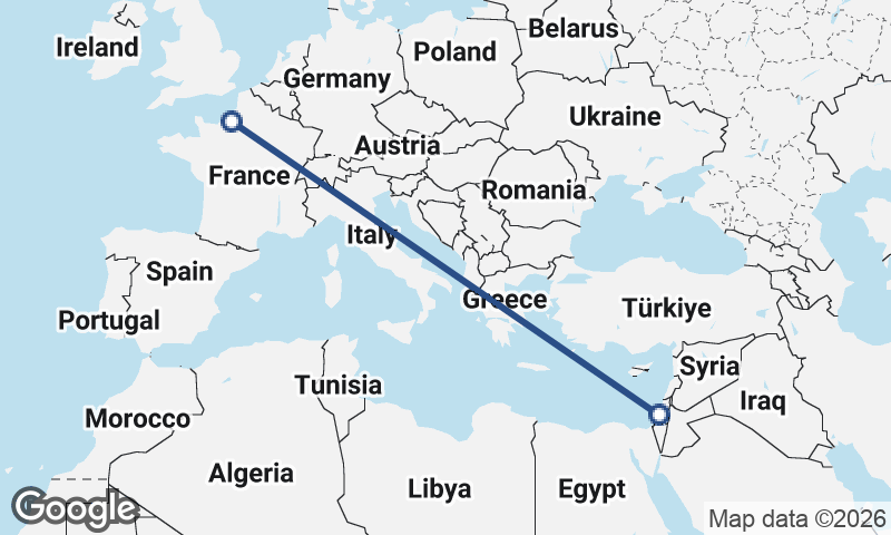 Tel Aviv-Yafo to Rouen