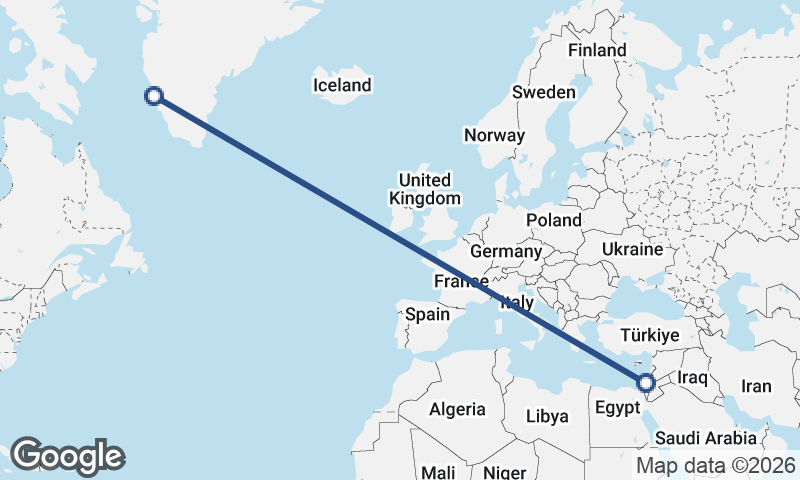 Tel Aviv-Yafo to Nuuk