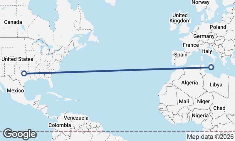 Fort Worth to Valletta