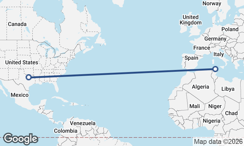 Fort Worth to Tunis