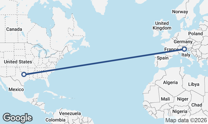 Fort Worth to Trento