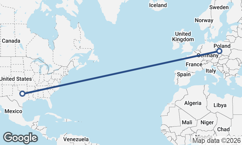 Fort Worth to Wrocław