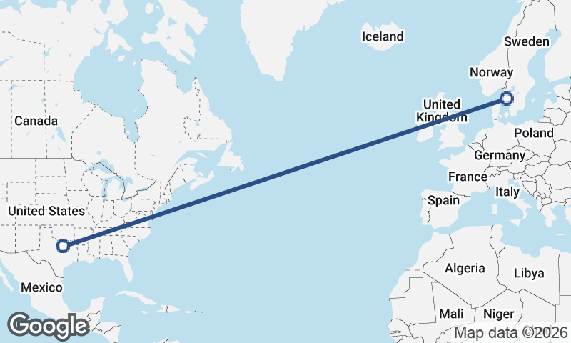 Fort Worth to Göteborg