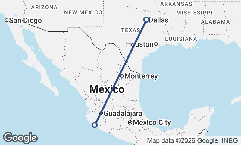 Dallas to Manzanillo