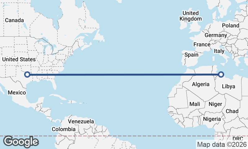 Dallas to Tripoli