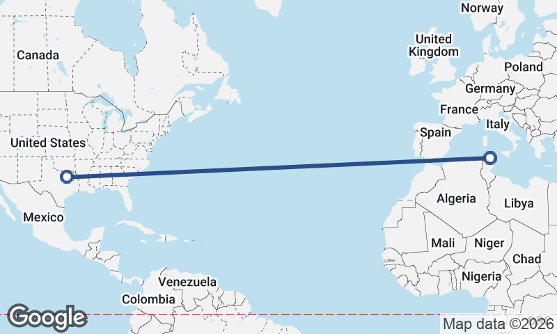 Dallas to Tunis