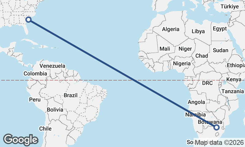 Charleston to Johannesburg