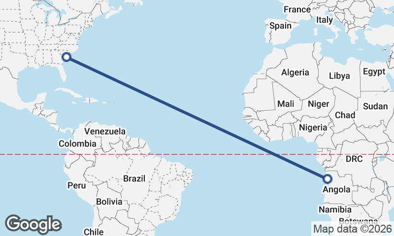 Charleston to Luanda
