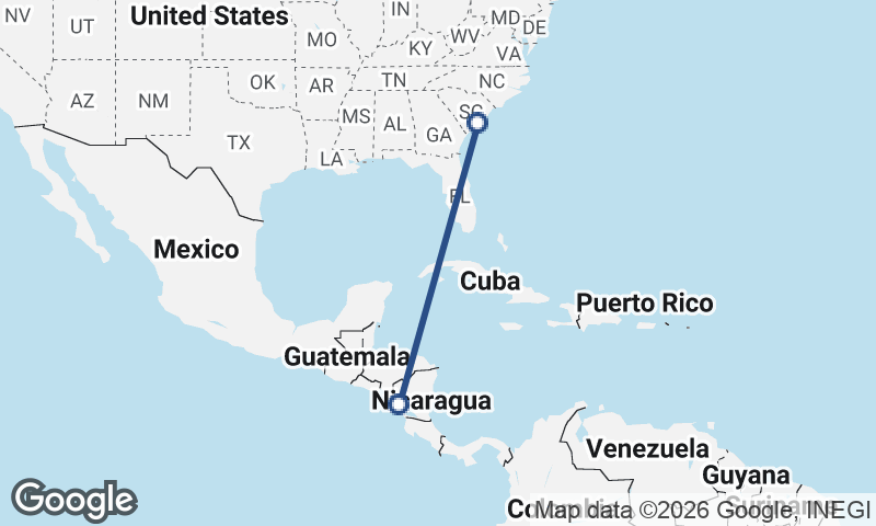 Charleston to Managua