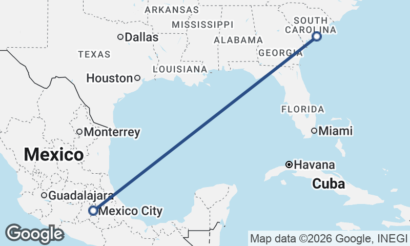 Charleston to Mexico City