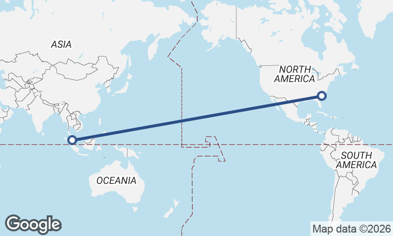 Charleston to Kuala Lumpur