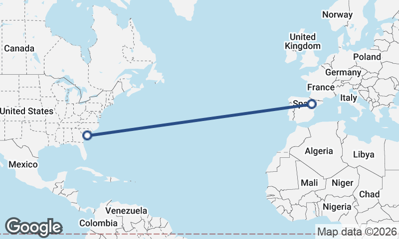 Charleston to Zaragoza