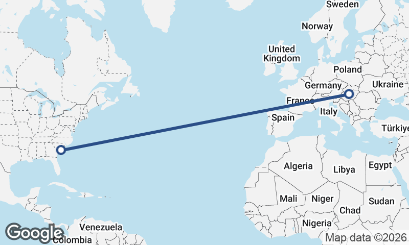 Charleston to Budapest