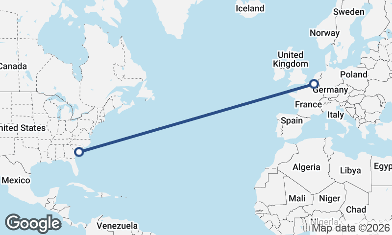 Charleston to Brussels