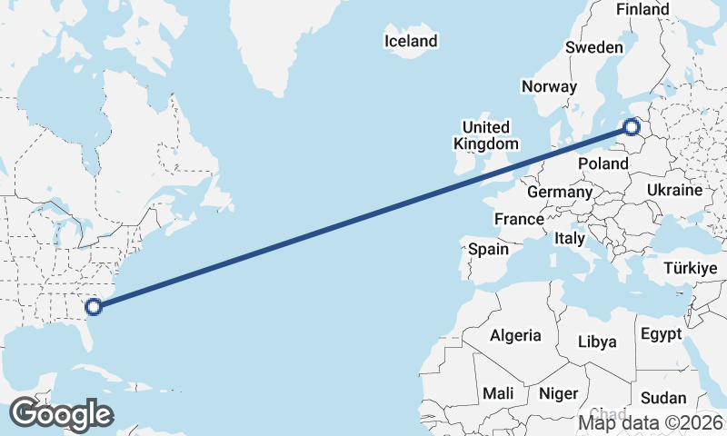 Charleston to Riga