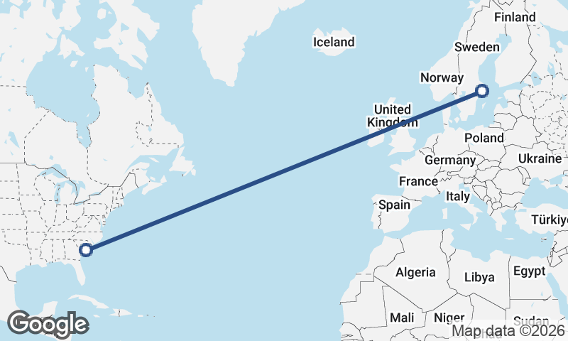 Charleston to Stockholm