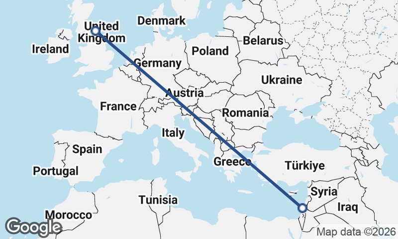 Haifa to Newcastle upon Tyne