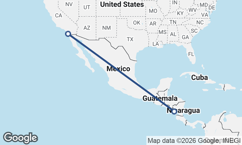 San Diego to Managua