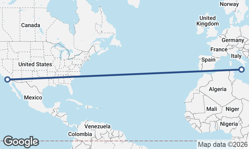 San Diego to Catania