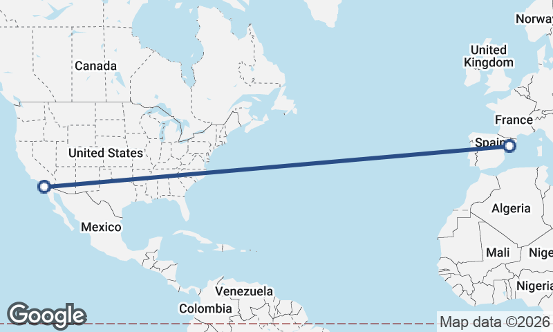 San Diego to Tarragona