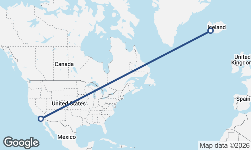 San Diego to Reykjavík