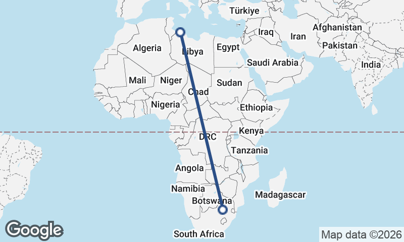Tripoli to Johannesburg